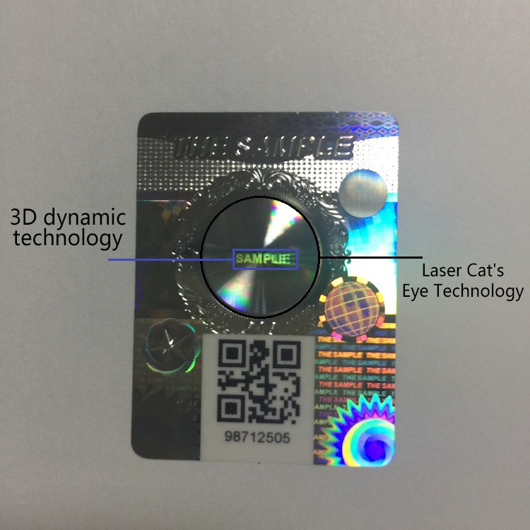 Laser cat's eye 3D dynamic security label Custom stickers Trademark security code label