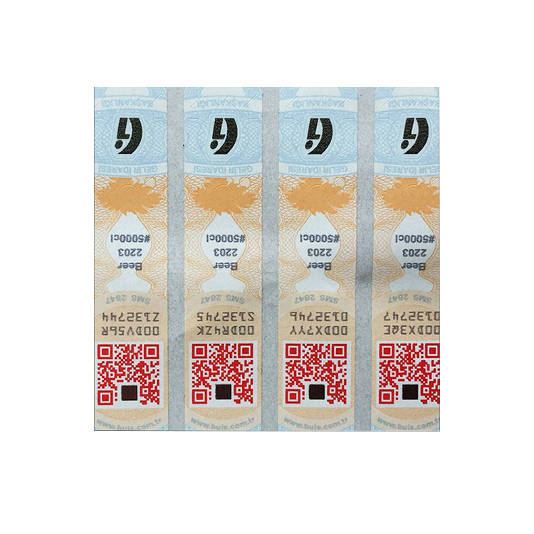 Fluorescent QR code anti-counterfeiting wine label African polarized tax label Customized tobacco and alcohol sealing sticker