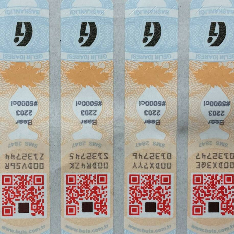 Fluorescent QR code anti-counterfeiting wine label African polarized tax label Customized tobacco and alcohol sealing sticker