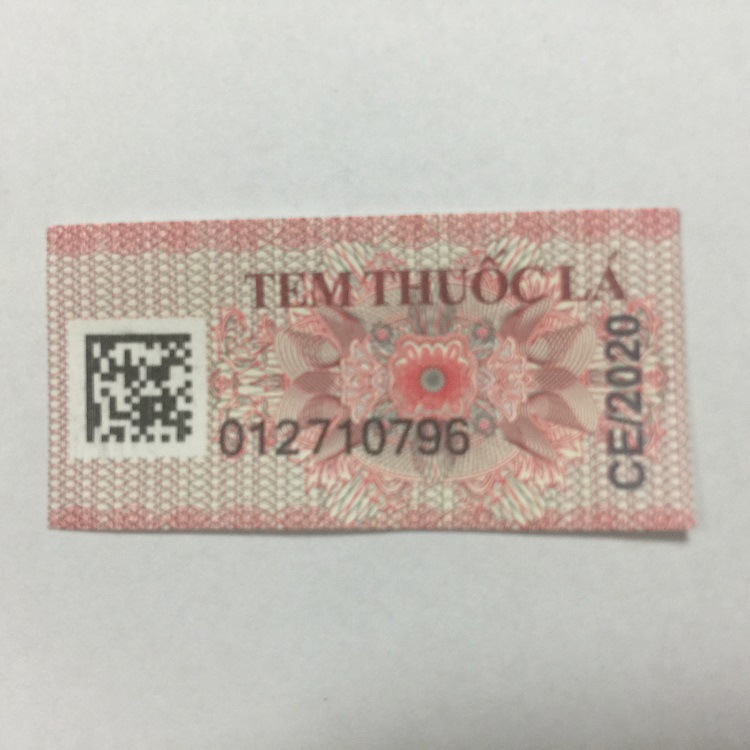Fluorescent security label East Asian Tax Standard Vietnam Sealed Cigarette Label Custom Manufacturer